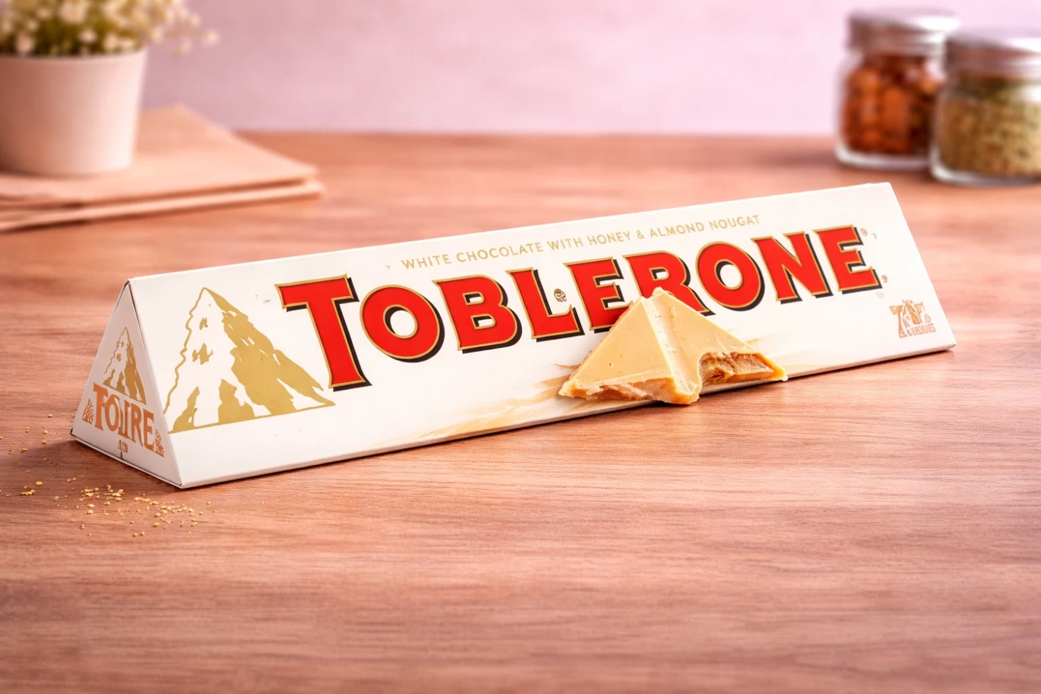 Toblerone White Chocolate Bar – Creamy Swiss White Chocolate with Honey & Almond Nougat | Buy in Lagos, Abuja, Port Harcourt (Retail & Bulk Nigeria)