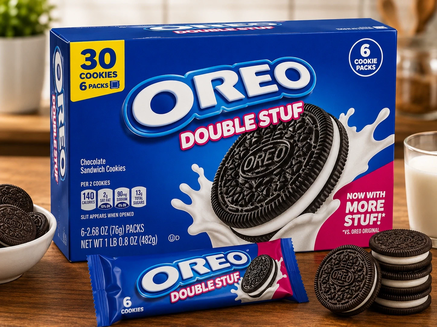 OREO Double Stuf Cookies Multipack – 30 Cookies in 6 Packs Chocolate Sandwich Biscuits in Lagos Nigeria