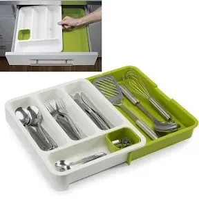 Drawer store expandable cutlery tray