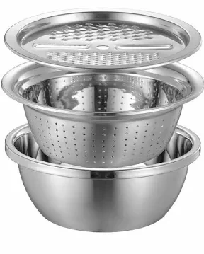 3-in-1 stainless steel multipurpose grater bowl