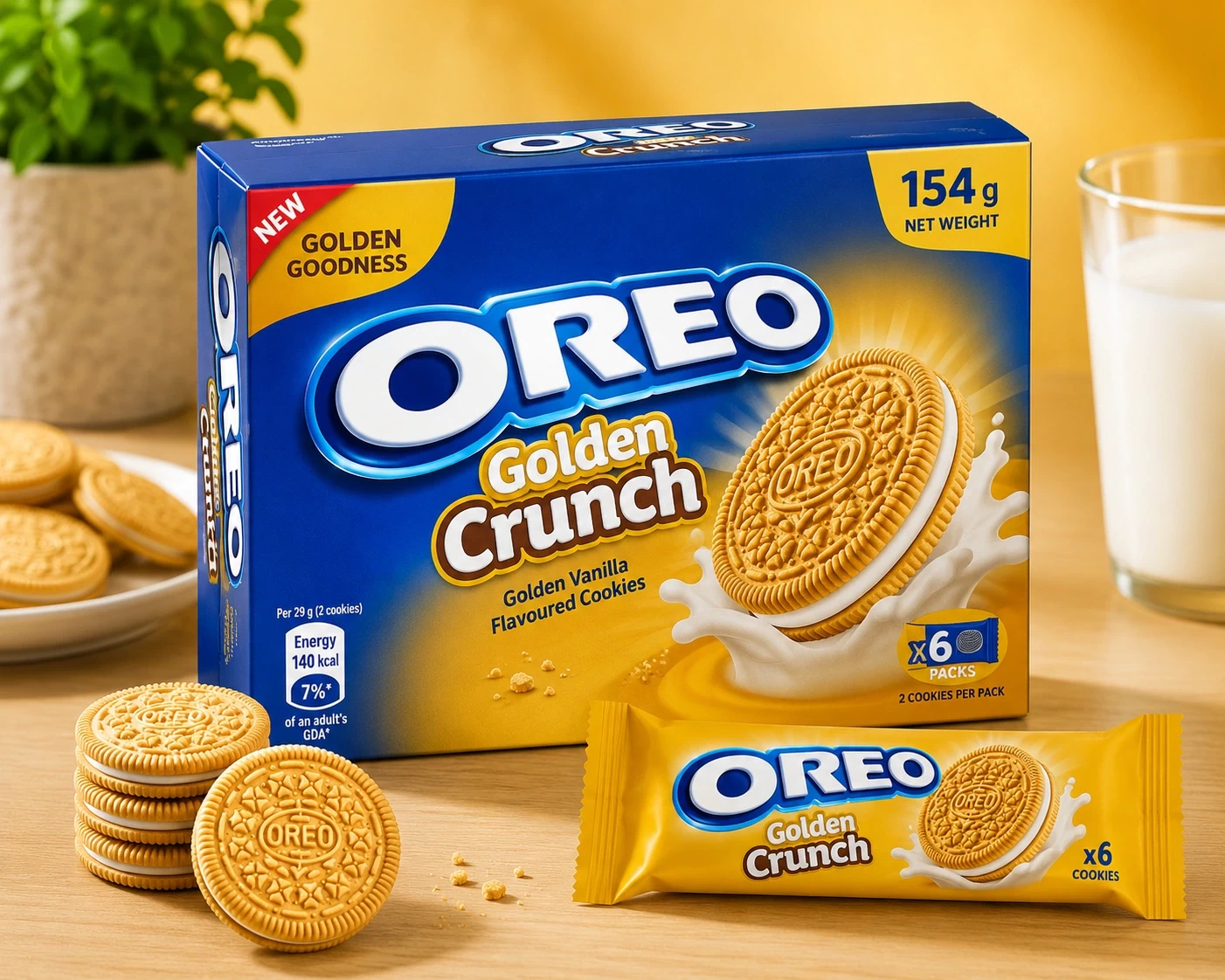OREO Golden Crunch Cookies 154g – Golden Vanilla Sandwich Biscuits in Lagos Nigeria