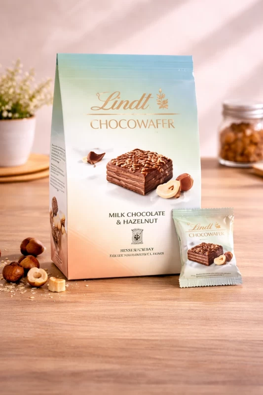 Lindt Milk Chocolate & Hazelnut Choco Wafers 135g – Premium Chocolate Snack | Buy in Lagos, Abuja, Port Harcourt (Retail & Bulk Nigeria)