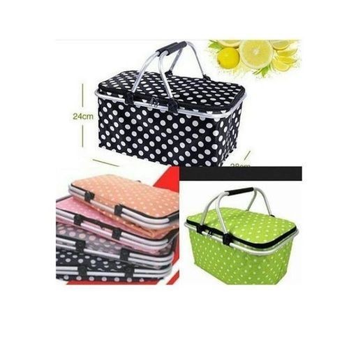 Insulated Foldable Picnic & Shopping Basket - Multicolour