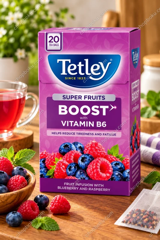 Tetley Super Fruits Boost Blueberry & Raspberry Tea Bags 20 Pack 40g