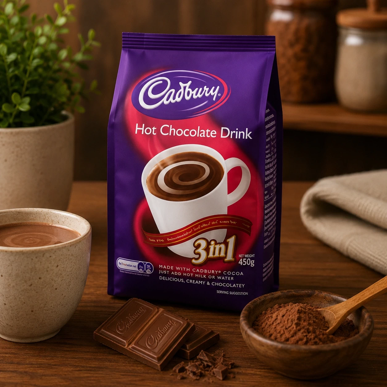 Cadbury Hot Chocolate Drink 3 in 1 450g – Instant Chocolate Beverage in Lagos Nigeria