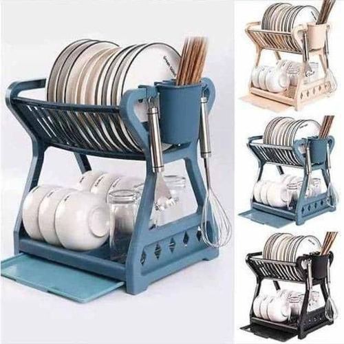 2 Tier Over Sink Plastic Dish Rack – Kitchen Plate & Cup Organizer with Drain System | Buy in Lagos Nigeria (Bulk & Retail)