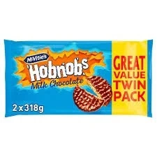 McVitie’s Milk Chocolate Hobnobs Twin Pack – Oaty Crunch Biscuits with Smooth Milk Chocolate | Buy in Lagos, Abuja & Nigeria