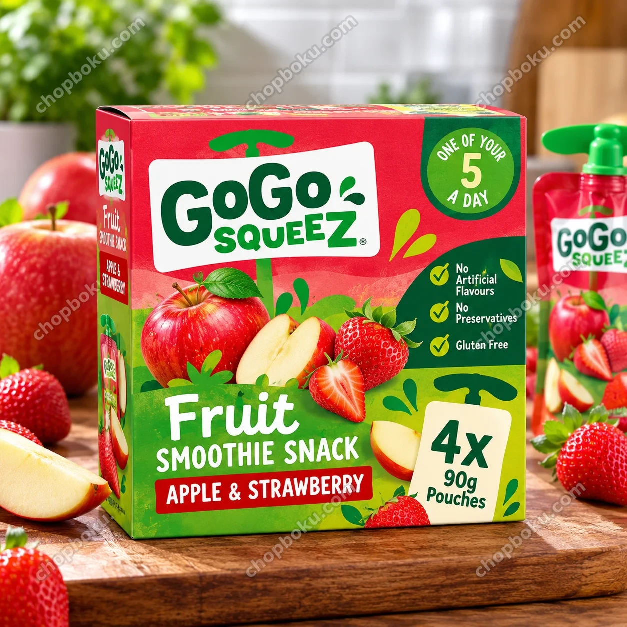 GoGo squeeZ Fruit Smoothie Snack Apple and Strawberry 4x90g